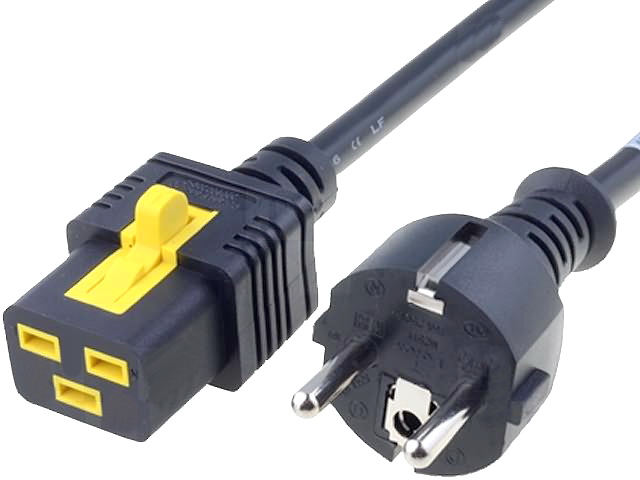 Cablu alimentare calculator, blocare, IEC C19 mamă, IEC CEE 7/7, mama 16A, 2m; negru, 6051.2043