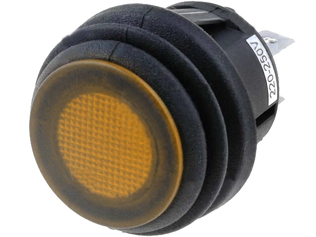 Intrerupator basculant, etans, ON-OFF, 10A/250VAC, 3 pini, SPST, orificiu montare 20.2mm, R13112B8W02BYN2