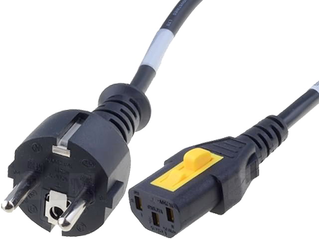 Cablu alimentare calculator, blocare, CE77 tata, IEC C13, mama; 10A, 2m; negru, 6051.2003