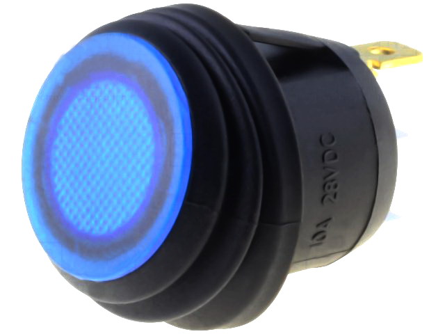 Intrerupator basculant, etans, ON-OFF, 10A/28VDC, 3 pini, SPST, orificiu montare 20.2mm, R13112B8W02BUL2