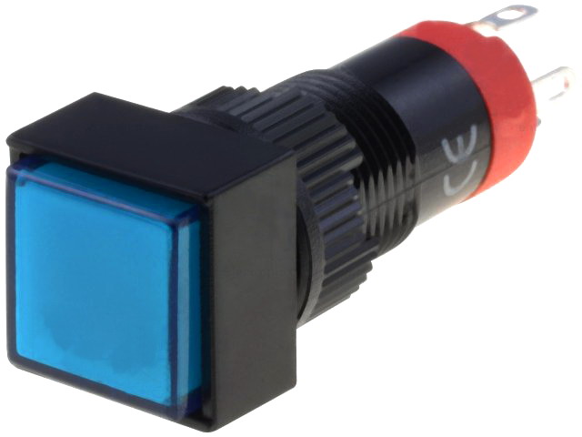 Push buton, ON-ON, SPDT, IP40, albastru, iluminat, orificiu montare Ø10mm, V10F-11Z-230B