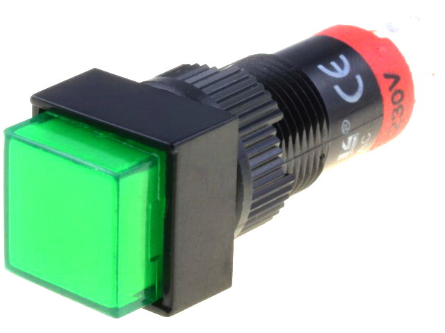 Push-buton, ON-(ON), SPDT, IP40, verde, iluminat, orificiu montare Ø10mm, V10F-11-230G