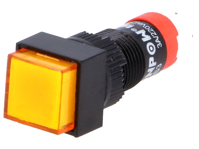 Push buton, patrat, 1 pozitie, ON-(ON), SPDT, IP40, PORTOCALIU, orificiu montare Ø10mm, V10F-11-O