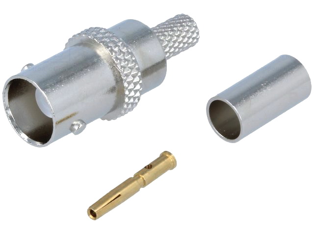 Mufa BNC, 50 ohmi, aurit, RG141, RG58, RG76, 5-1634511-2, TE CONNECTIVITY