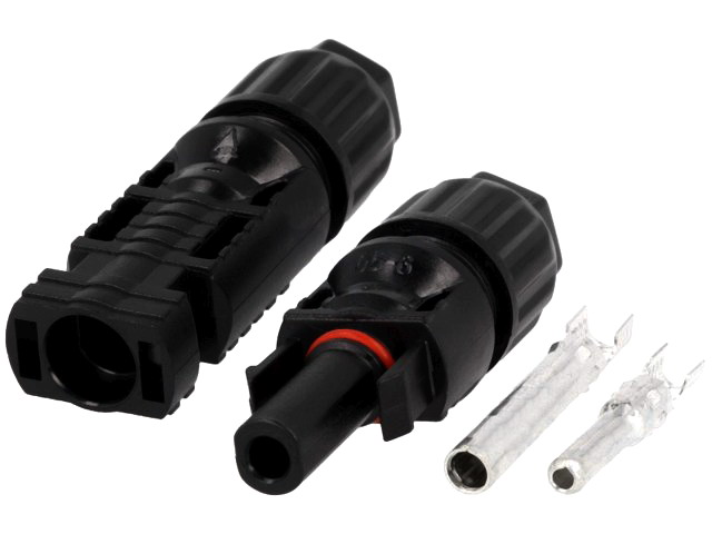 Conector panou solar, tata+mama; drept; 2.5-4mm2; 1kV; MC4