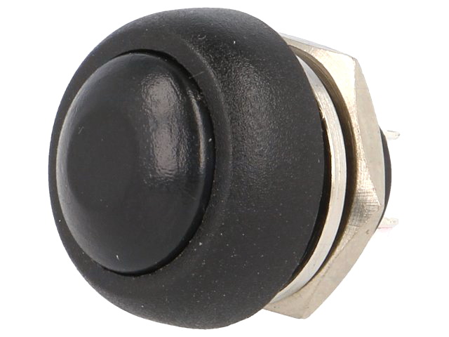 Push buton, monostabil, negru, OFF-(ON), orificiu de montare 12mm, PS33BBK