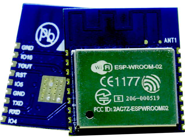 Modul Wi-Fi, interfata: GPIO, I2C, I2S, PWM, SDIO, SPI, UART, ESP8266EX, ESP-WROOM02