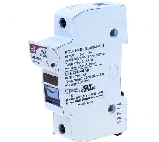 Suport sigurante, sina, 10x38mm, 32A, 690V, sina, PMX10X38-1I