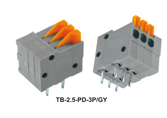 Regleta 3 pini, pcb, cu buton, 2.54mm, TB-2.5-PD-3P/GY
