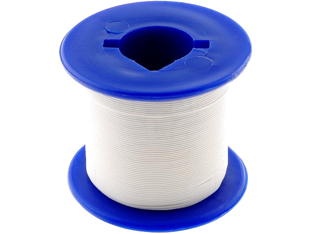 Conductor izolatie teflon; 0.61mm, fir wrap, OFC; 30AWG; alb, 200C, KYNAR-WH