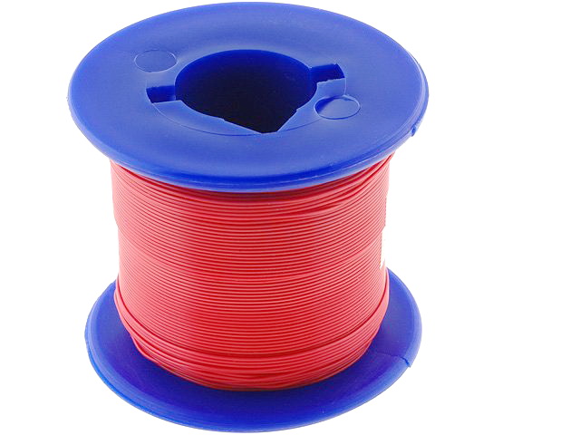 Conductor izolatie teflon; 0.61mm, fir wrap, OFC; 30AWG; roşu, 200C, 1m, KYNAR-RD