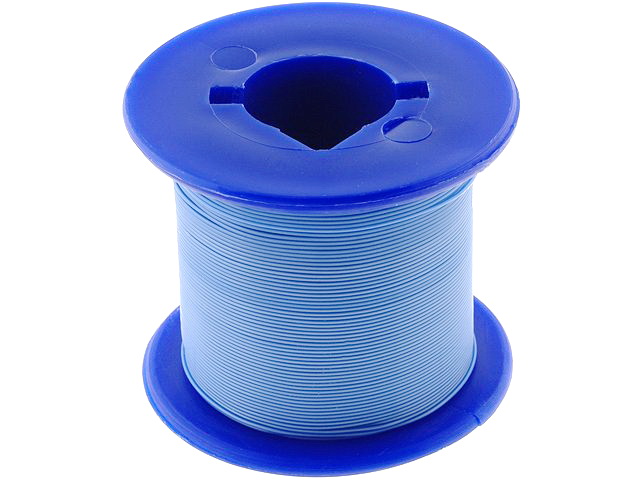 Conductor izolatie teflon; fir wrap, 0.61mm2, OFC; albastru; 200C, argintat, KYNAR-BL