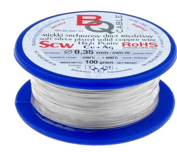 Conductor argintat, 0,35mm; 100g; 160m, SCW-0.35/100