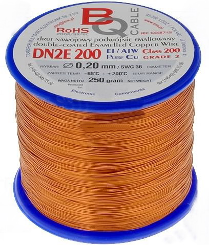 Sarma cupru bobinaj, 0.2mm, 250gr, 854m, 200C, DN2E0.20/0.25