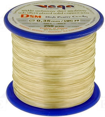 Sarma Cupru argintat, 0,5mm; 100g; 60m, SCW-0.50/100