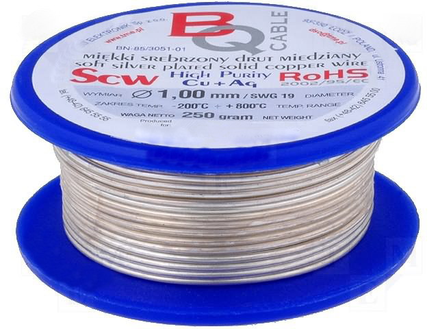 Conductor argintat, 1,5mm; 100g; 6m, SCW-1.50/100