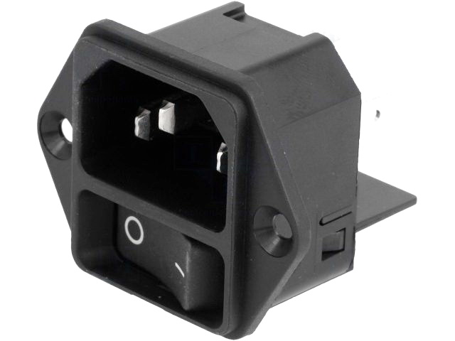 Soclu tata alimentare, IEC, panou cu intrerupator, 12A, DC11.0001.003, SCHURTER