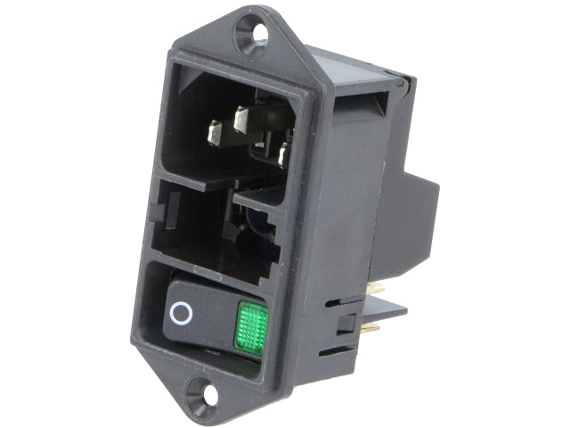 Soclu tata alimentare, IEC, panou cu intrerupator, 10A, DD11.0124.1111, SCHURTER