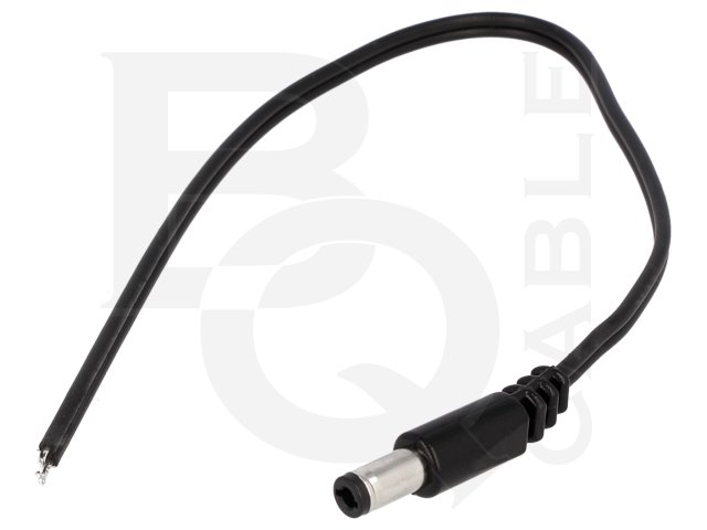Cablu, mufa DC, 5.5x2.5mm, drept, 0.5mm2, cabluri, 0.2m, DC.CAB.2600.0020