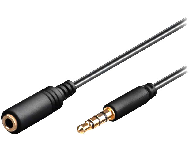 Cablu iPhone; Jack 3.5mm 4pini mufa; Jack 3.5mm 4pini soclu; 0.5m; AVK-181-050BK