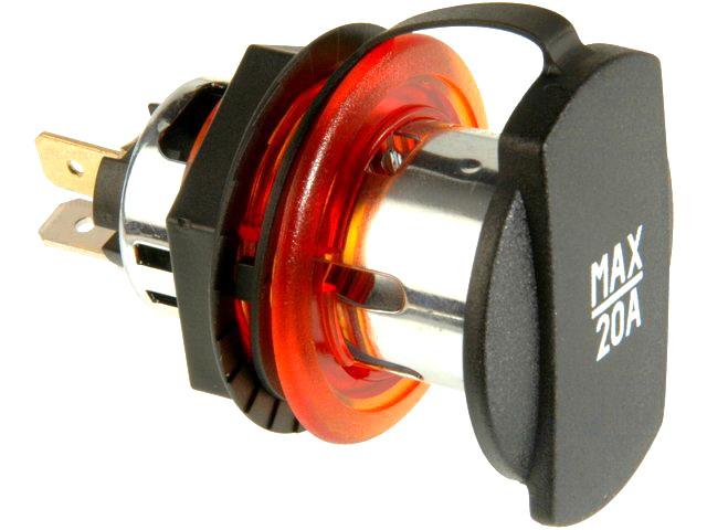 Adaptor soclu bricheta auto; 12-24V, 20A; ROSU, PROCAR-68140810