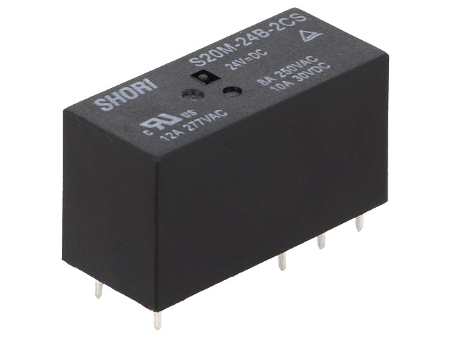 Releu 24V, DPDT, 400mW, 10A, S20M-24B-2CS, SHORI