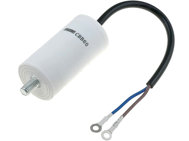 Condensator pornire motor, 30uF, 450V, fir cu papuc, surub, CBB60G-30/450