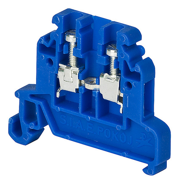 Conector sina, 1 pista, 2 borne, 24A, 0.5-2.5mm2, albastru, ZG-G2.5-BU