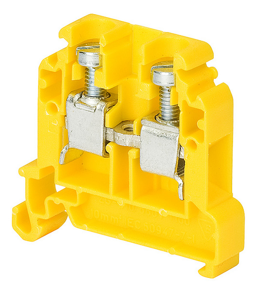 Conector sina, 1 pista, 2 borne, 57A, 0.5-10mm2, galben, ZG-G10-YE