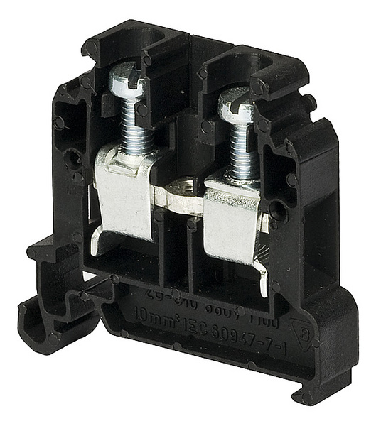 Conector sina, 1 pista, 2 borne, 57A, 0.5-10mm2, negru, ZG-G10-BK