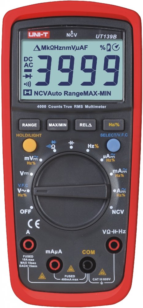 Multimetru digital, DC, AC, RMS, 40Mohmi, UT139B