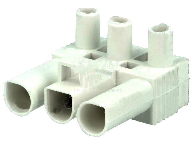 Conector fir fir, regleta deconectabila, 400V, 16A, 3 piste, mama, alb, BMB9032