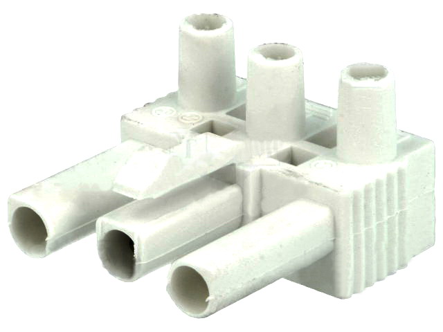 Conector fir fir, regleta deconectabila, 400V, 16A, 3 piste, tata, alb, BMB9031