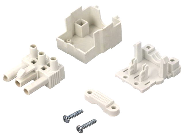 Conector fir fir, regleta deconectabila, 400V, 16A, 3 piste, tata, alb, protectie, BMB9033