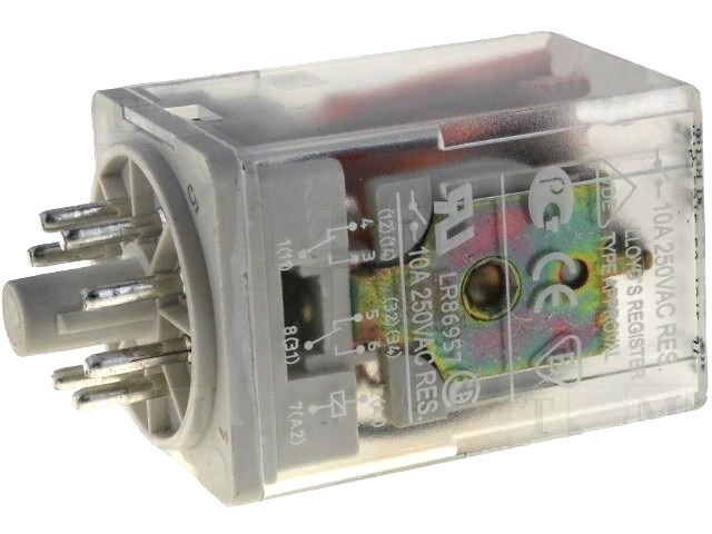 Releu 110VDC, 10A; DPDT, 8 pini, R15-2P-110VDC