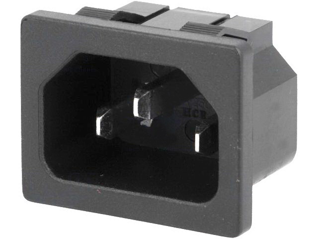 Soclu tata; IEC60320; C14(E); montare panou; clichet; 10A; conectori 4.8mm; IEC-C-1, ADAM TECH