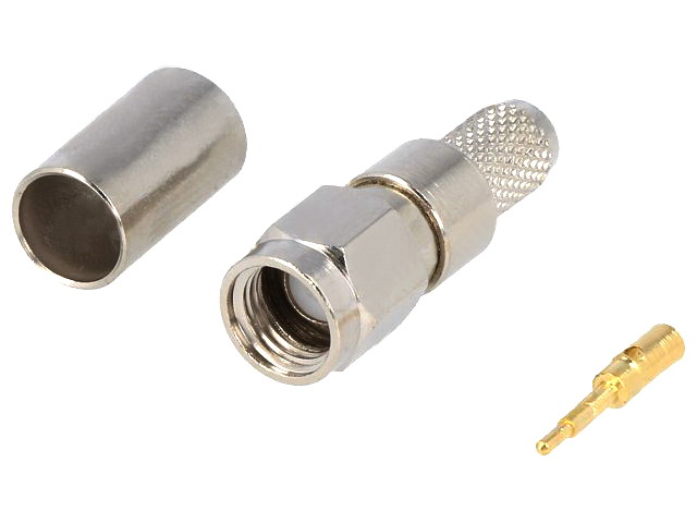 Conector coaxial, mufa SMA, tata, 50 ohmi, cablu H155, SMA502H155W12, UNICON