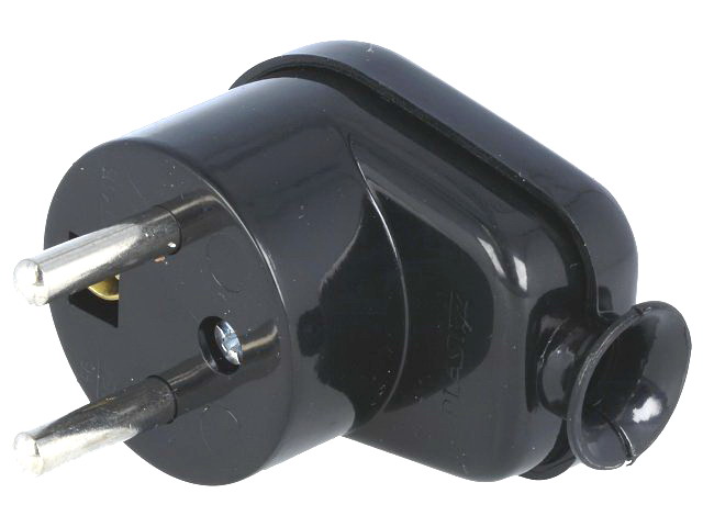 Stecher rotund, AC, tata, 2P+PE, 16A, IP20, negru, WT-16/BK