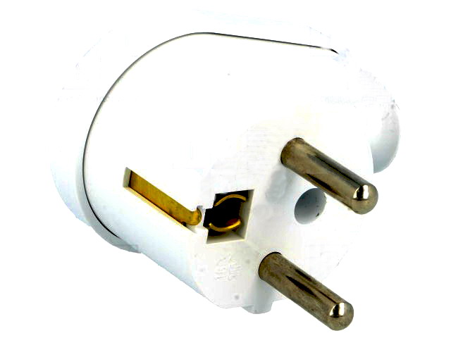 Stecher rotund, AC, tata, 2P+PE, 16A, IP20, Uni-Schuko, alb, WT-16U/WH