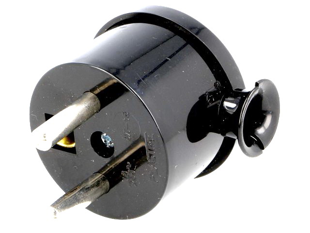 Stecher rotund, AC, 2P+PE, 16A, MINI, IP20, negru, WT-15/BK