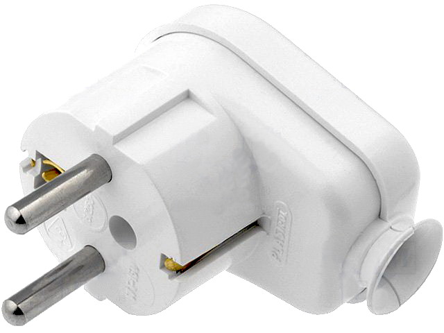 Stecher rotund, AC, 2P+PE, mufa tata, IP20, Uni-Schuko, lumina fundal, alb, WT-16U/S/WH