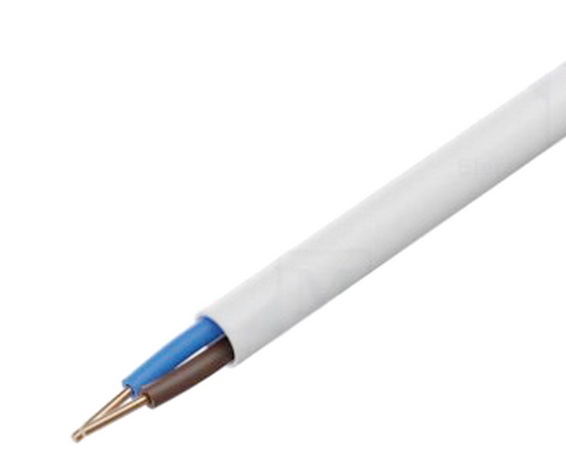 Cablu 2x2.5mm2, solid, cu manta de PVC, alb, 450/750V, diam ext 10.4mm, YDY-2x2.5W