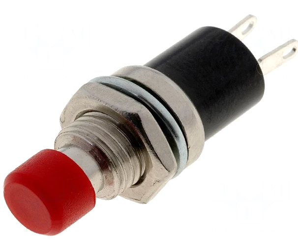Push buton, monostabil, rotund, rosu, OFF-(ON), 2A, orificiu montare 7mm, PS-01